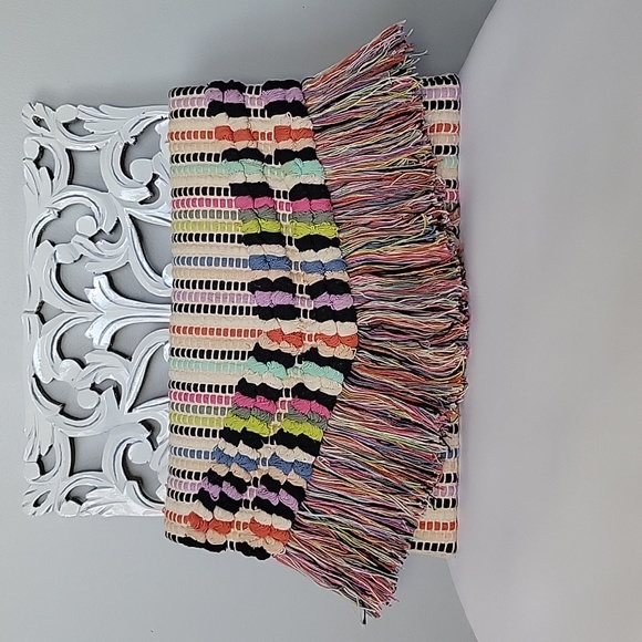 Stella & Dot Handbags - Stella & Dot Taj Bohemian Multicolored Striped Fringe Clutch